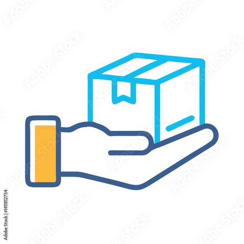 Hand Holding Box Icon Representing Order Fulfillment and Shipment Process