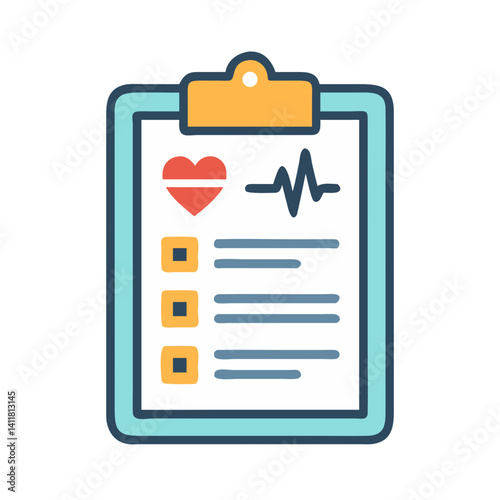 Health Report Clipboard Icon Representing Medical Documentation and Wellness Tracking