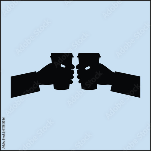 Silhouette of Holding Hands Coffee, Love