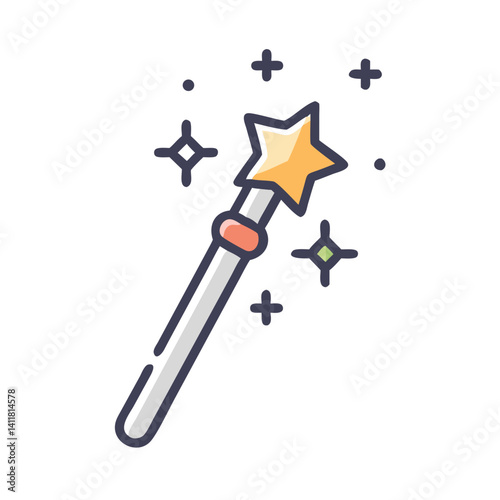 Magic Wand Icon Representing Fairy Tale Toy and Imaginative Play