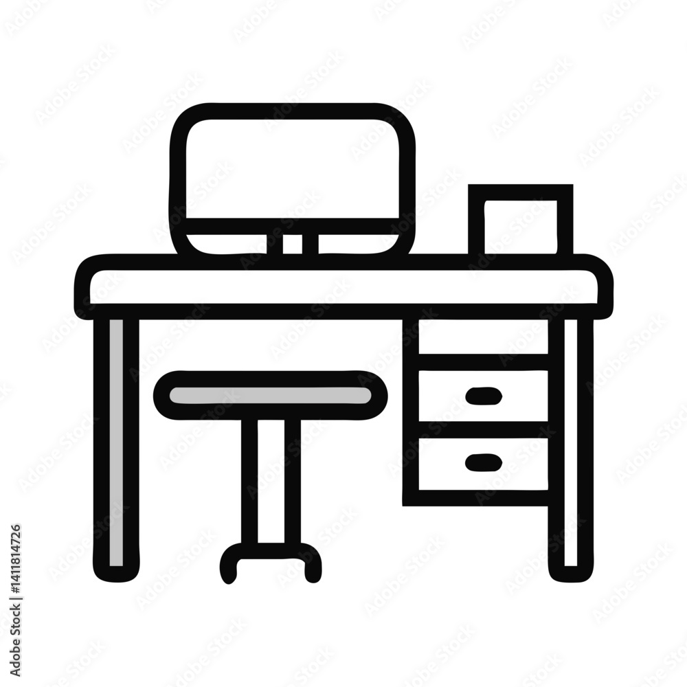 Minimal Desk Icon Representing Workspace and Efficient Work Environment Minimal Desk Icon Representing Workspace and Efficient Work Environment