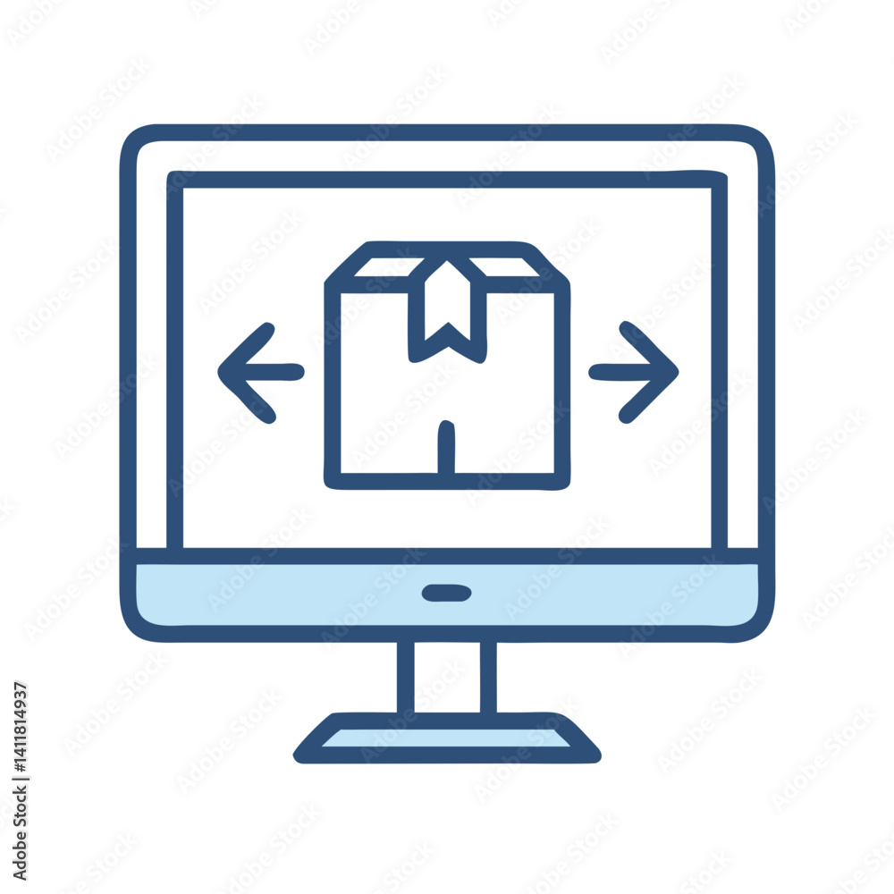 Monitor with Arrows Icon Representing Package Tracking and Shipment Movement Monitor with Arrows Icon Representing Package Tracking and Shipment Movement