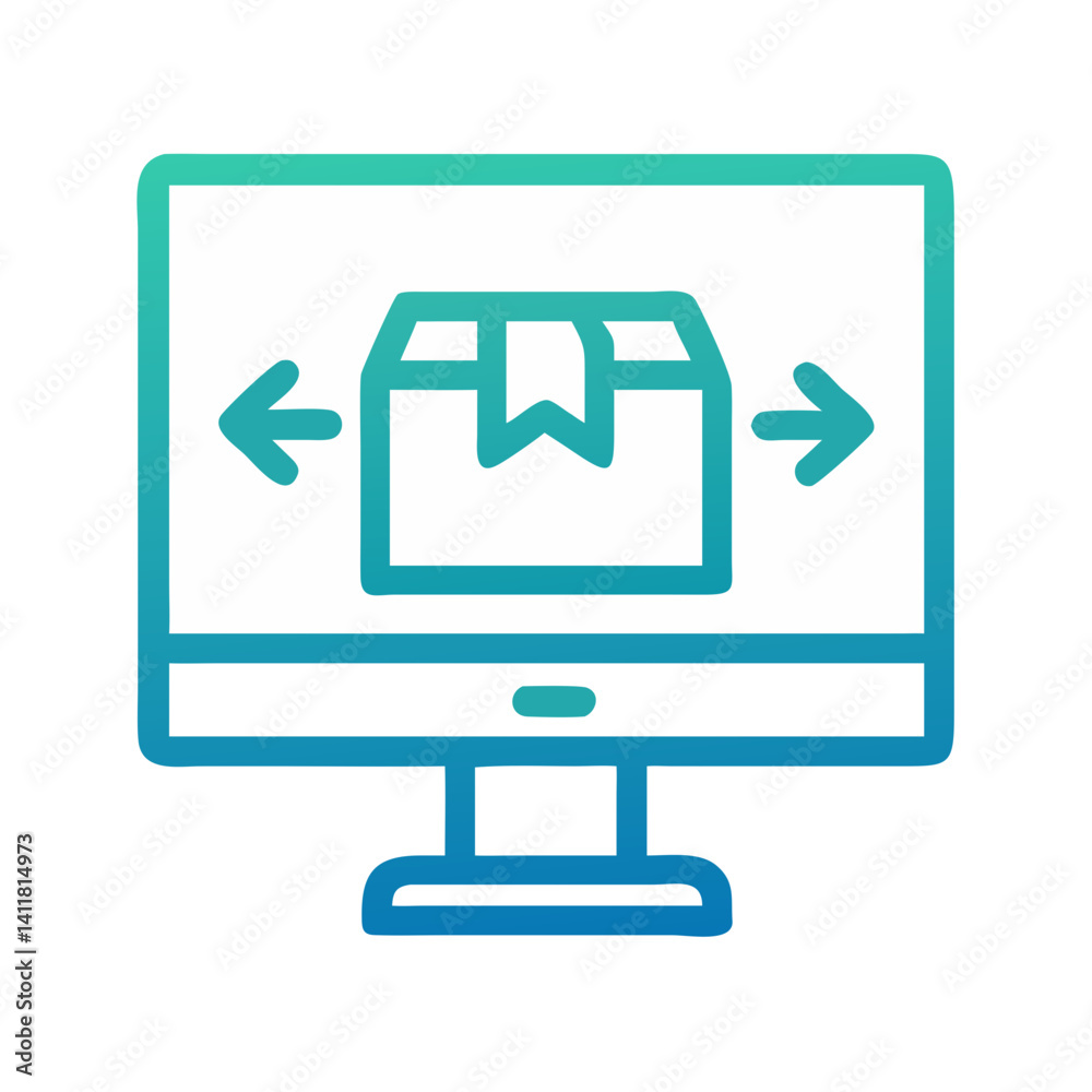 Monitor with Arrows Icon Representing Package Tracking and Shipment Movement Monitor with Arrows Icon Representing Package Tracking and Shipment Movement