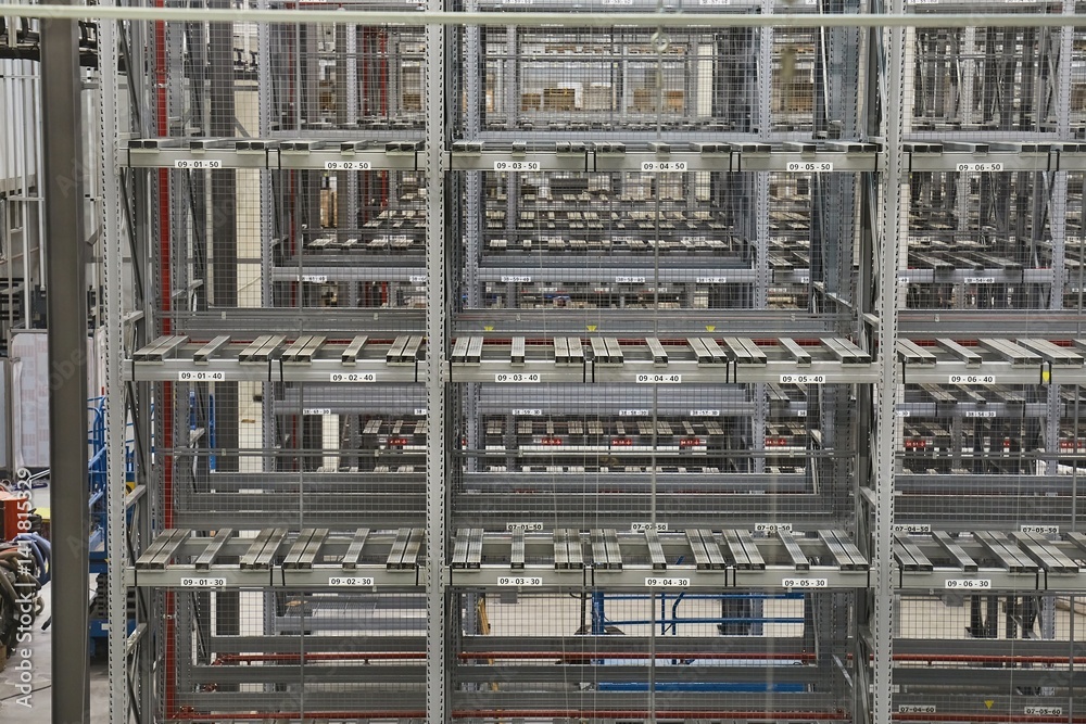 Warehouse with empty shelves