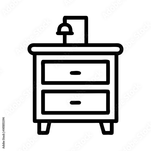 Nightstand with Drawers Icon Representing Bedside Storage and Bedroom Organization
