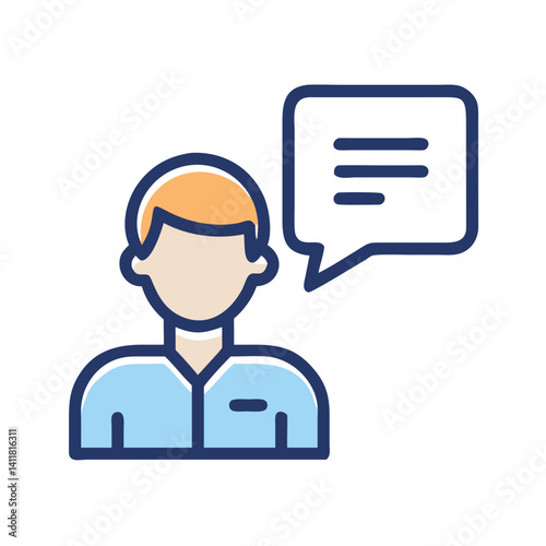 Person with Speech Bubble Icon Representing Communication and Verbal Interaction