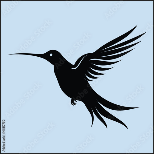 Silhouette of a Hummingbird, Flight