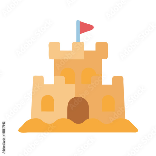 Sandcastle Icon Representing Seaside Creativity and Beachside Play