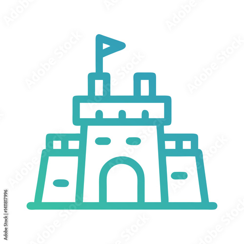 Sandcastle Icon Representing Seaside Creativity and Beachside Play