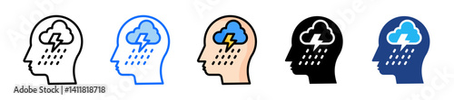 Depression Icon Set Multiple Style Collection