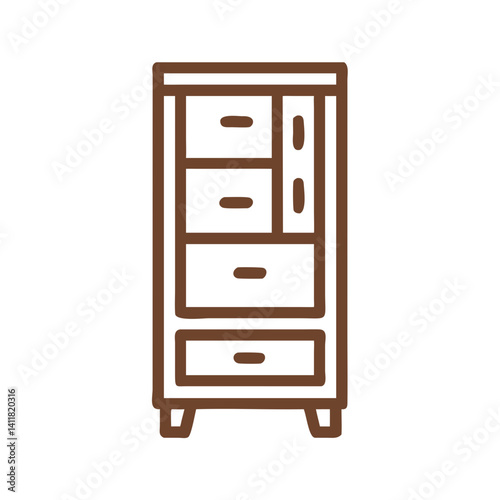 Tall Cabinet with Drawer Icon Representing Multi-Compartment Storage Unit