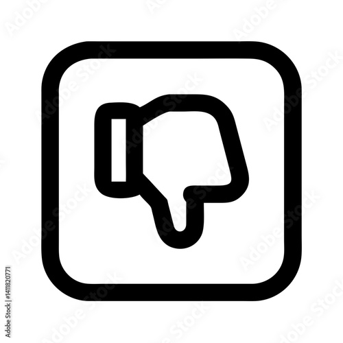Thumbs Down in Square Icon Representing User Disapproval and Negative Feedback
