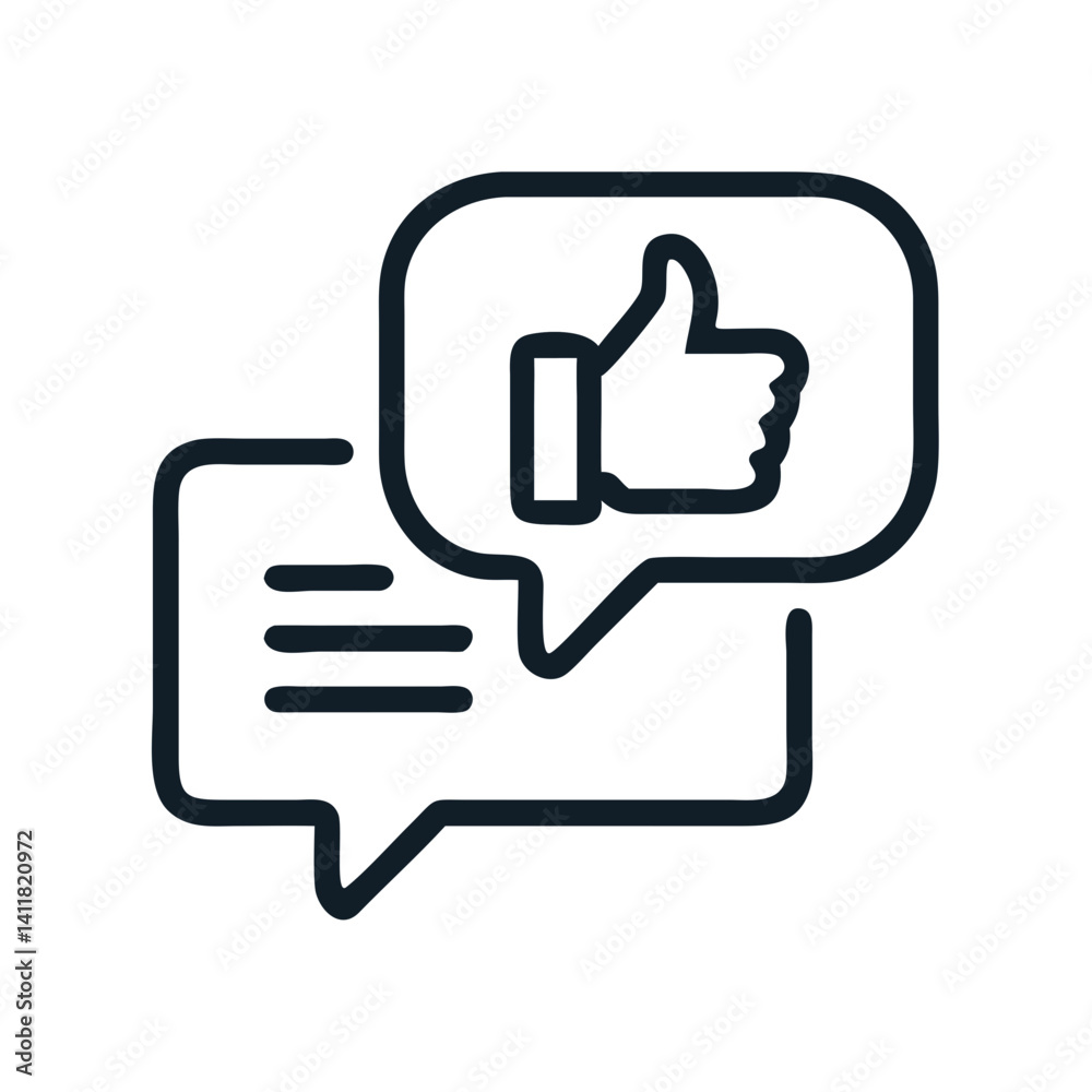 Thumbs Up with Chat Bubble Icon Representing Positive Feedback and User Interaction Thumbs Up with Chat Bubble Icon Representing Positive Feedback and User Interaction