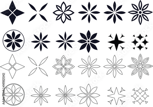 stunning collection of 24 meticulously crafted floral and geometric design elements!  Perfect for crafting unique projects, these versatile shapes offer endless possibilities for DIY enthusiasts, scra
