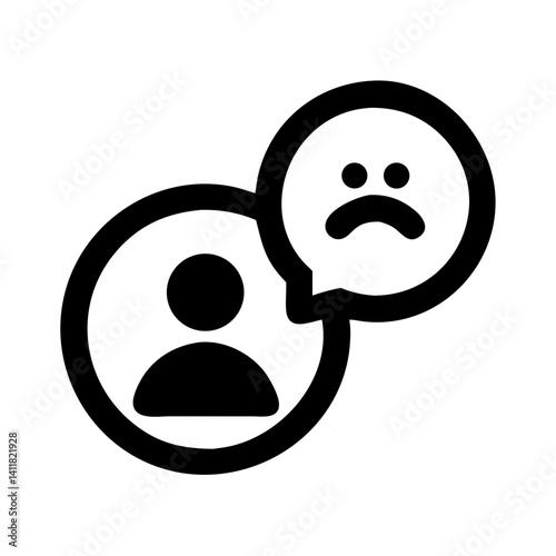 User with Frown Bubble Icon Representing Negative Feedback and User Dissatisfaction