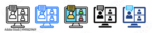 Online Meeting Icon Set Multiple Style Collection