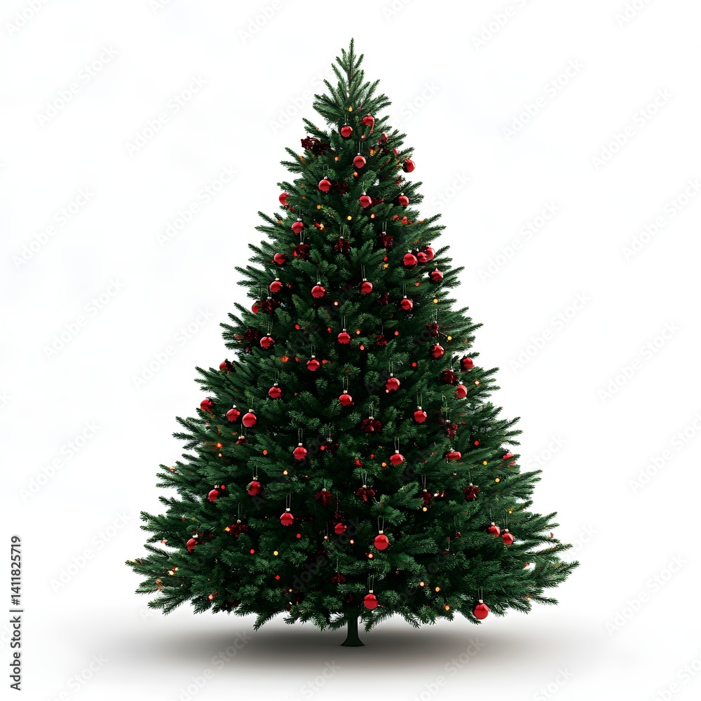 Festive Christmas tree decorated with shimmering ornaments, exuding holiday cheer and creating a scene of traditional seasonal joy. Festive Christmas tree decorated with shimmering ornaments, exuding holiday cheer and creating a scene of traditional seasonal joy.