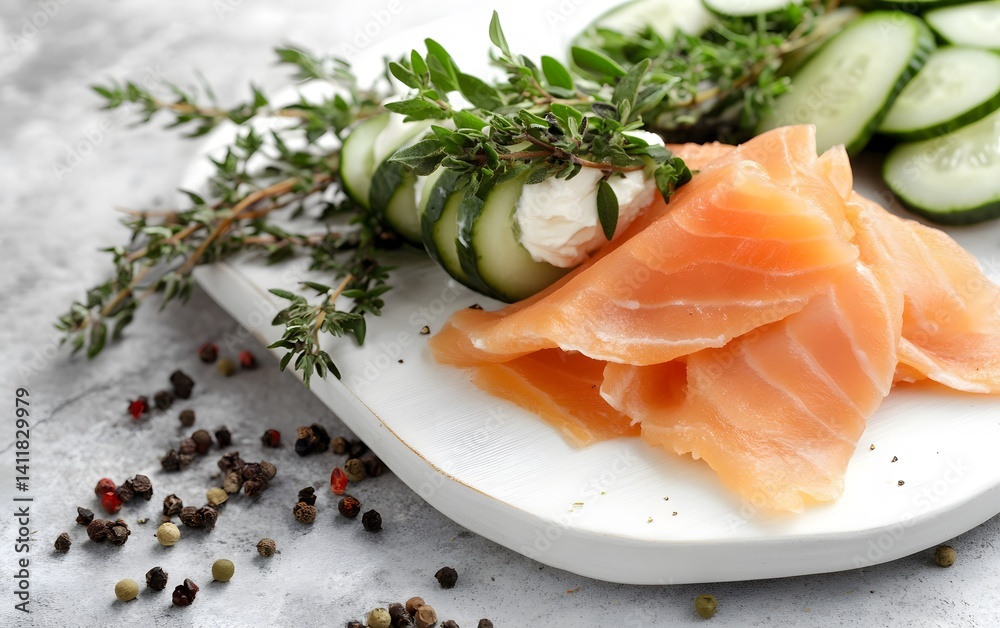 Smoked Salmon Cucumber Appetizer with Thyme