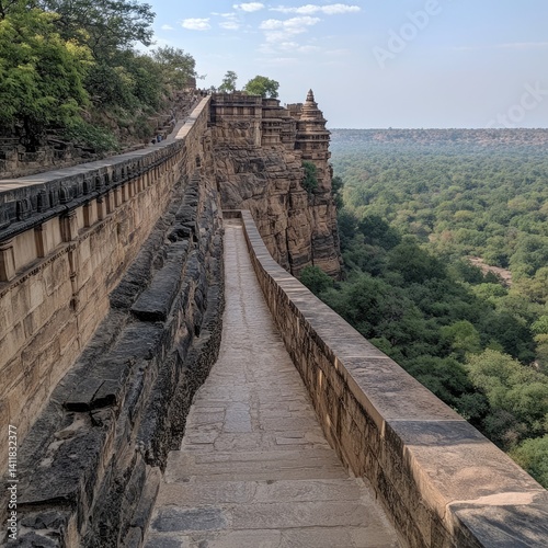 A stunning view of historical temples highlights ancient architecture and cultural heritage through intricate stone designs