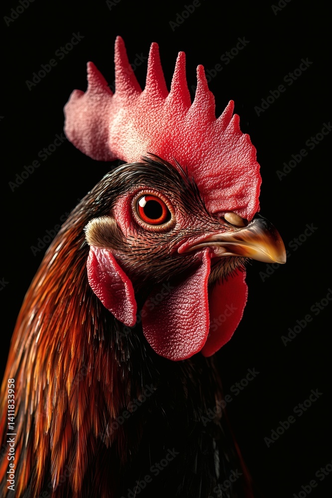 Close-up of brown chicken with detailed texture, useful for poultry visuals