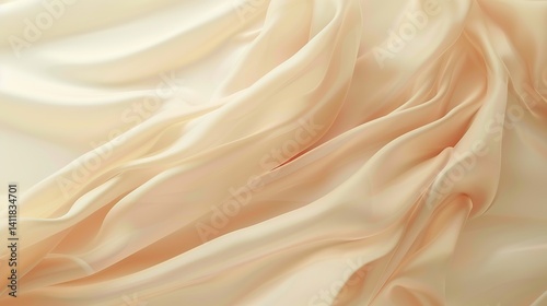 Peach Beige Satin Cloth with Gentle Folds – Soft Elegant Textile Backdrop