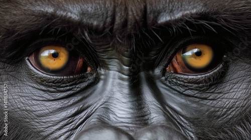 Obraz na płótnie Detailed close-up of gorilla eyes, ideal for emotion, wildlife, or conservation content w salonie