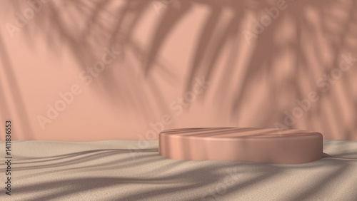 Background rendering with 3d podium and wall scene abstract background. 3D illustration, 3D rendering	