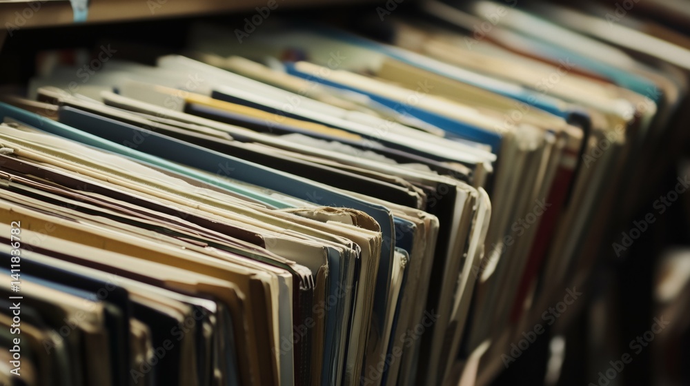 Organized Archive of old File Folders on Shelf