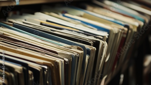 Obraz na płótnie Organized Archive of old File Folders on Shelf w salonie
