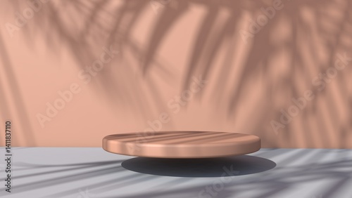 Background rendering with 3d podium and wall scene abstract background. 3D illustration, 3D rendering	