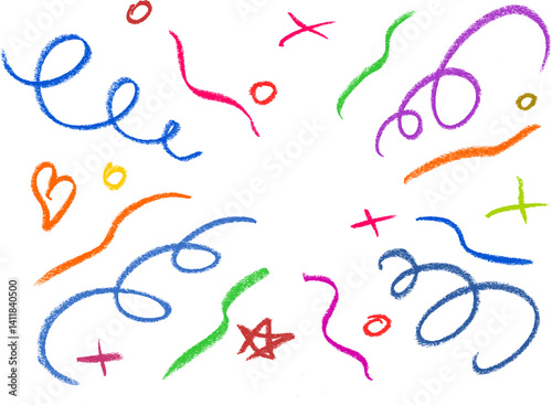 Confetti Explosion Crayon Chalk Drawing PNG Transparent