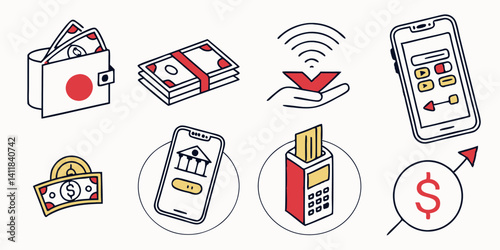 Digital Finance Payment Methods Isometric Vector Icons Set