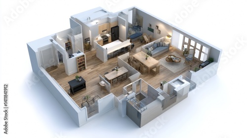 Obraz na płótnie 3d interior rendering furnished home apartment w salonie