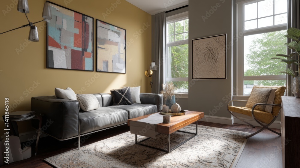 3d mockup frame for art, painting, illustration, wall decoration places at living room
