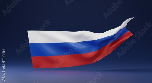 Free Download A Stunning 3D Render of the Flowing Russian Flag Against a Deep Blue Background - GFXLoad
