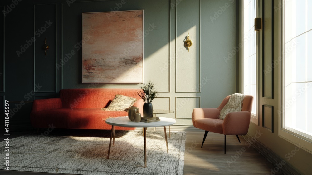 3d mockup frame for art, painting, illustration, wall decoration places at living room