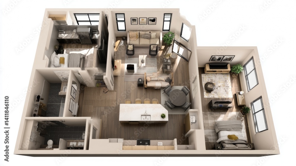 3d rendering of furnished home apartment