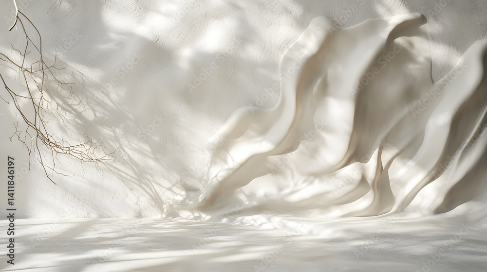 Obraz premium Soft Ethereal Textures with Natural Light and Shadows on White Canvas