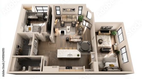 Obraz na płótnie 3d rendering of furnished home apartment w salonie