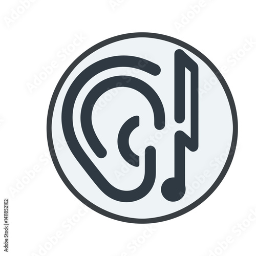 Symbol of hearing and music with an ear and musical note design