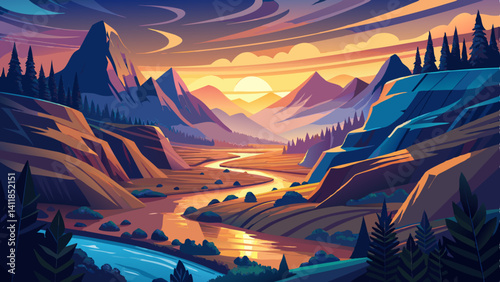 Peace rests between each curve,
The valley holds the fading sun,
A moment caught in stillness.

