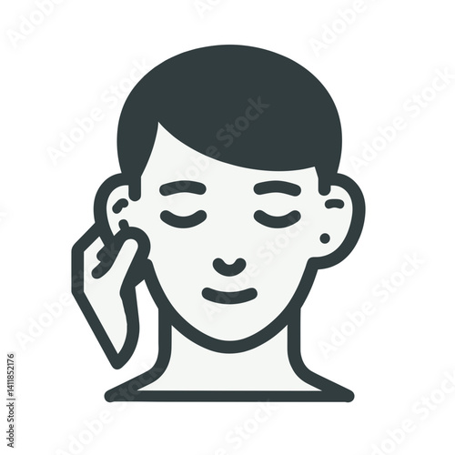 Manual pneumatic ear massage icon featuring a person receiving ear treatment