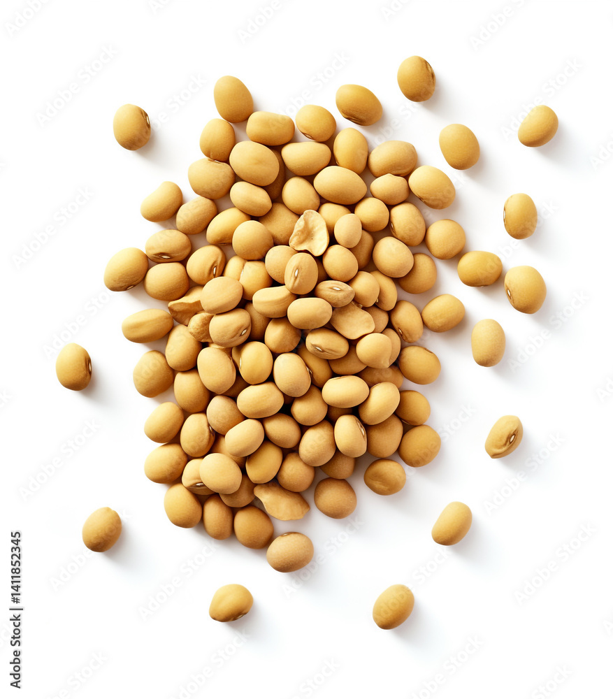 Minimalist Flat Lay of Soybeans on White Minimalist Flat Lay of Soybeans on White