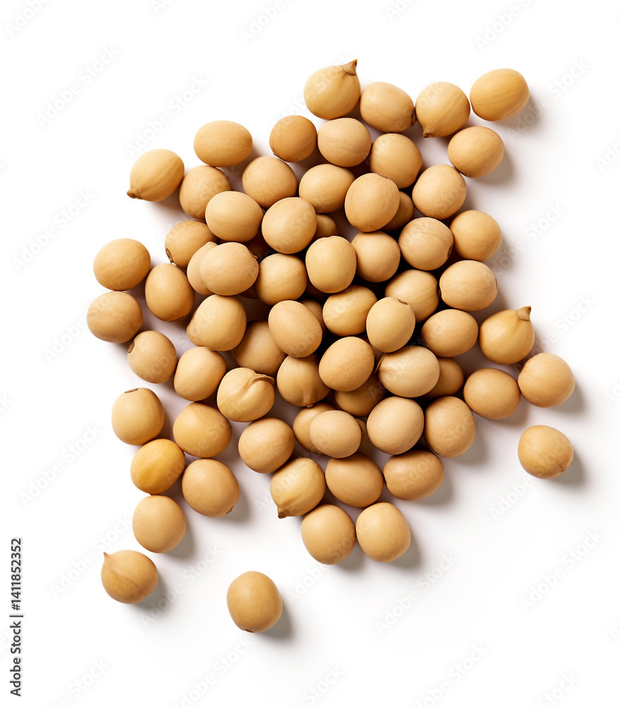 Close-Up of Dry Soybeans on White Background Close-Up of Dry Soybeans on White Background