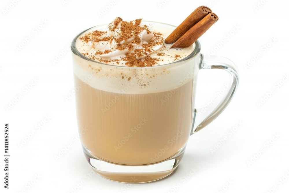 A warm cup of spiced latte topped with whipped cream and a sprinkle of cinnamon enjoyed on a cozy afternoon isolated on transparent background A warm cup of spiced latte topped with whipped cream and a sprinkle of cinnamon enjoyed on a cozy afternoon isolated on transparent background