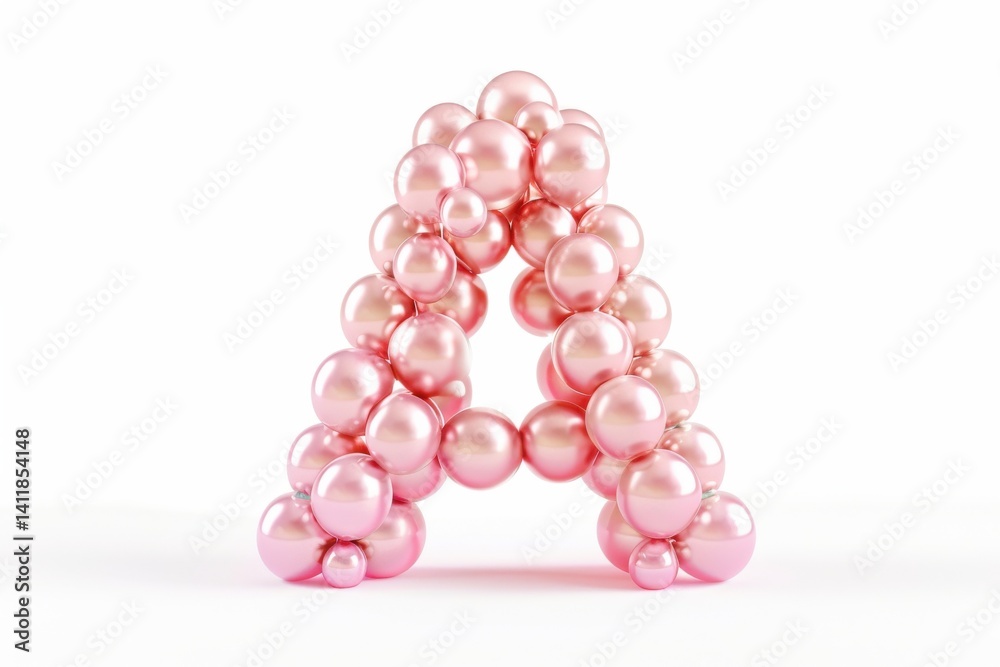 Pink balloon letter A creatively formed with shiny glossy spheres, perfect for festive decorations or celebrations isolated on transparent background Pink balloon letter A creatively formed with shiny glossy spheres, perfect for festive decorations or celebrations isolated on transparent background