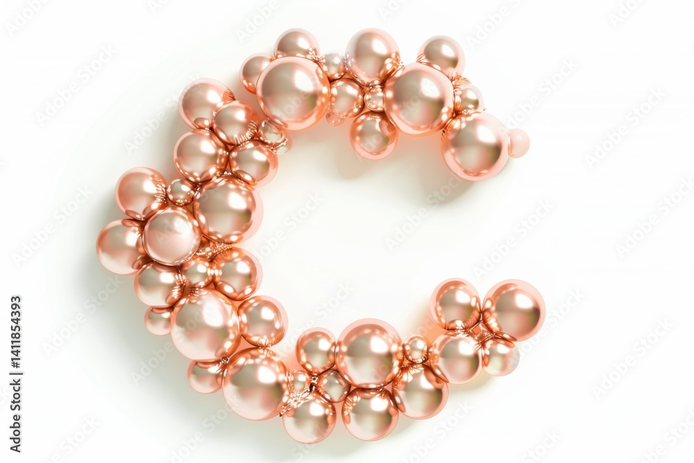 A whimsical arrangement of pink pearls forms the letter C, beautifully accentuating creativity and elegance in a minimalist design isolated on transparent background A whimsical arrangement of pink pearls forms the letter C, beautifully accentuating creativity and elegance in a minimalist design isolated on transparent background