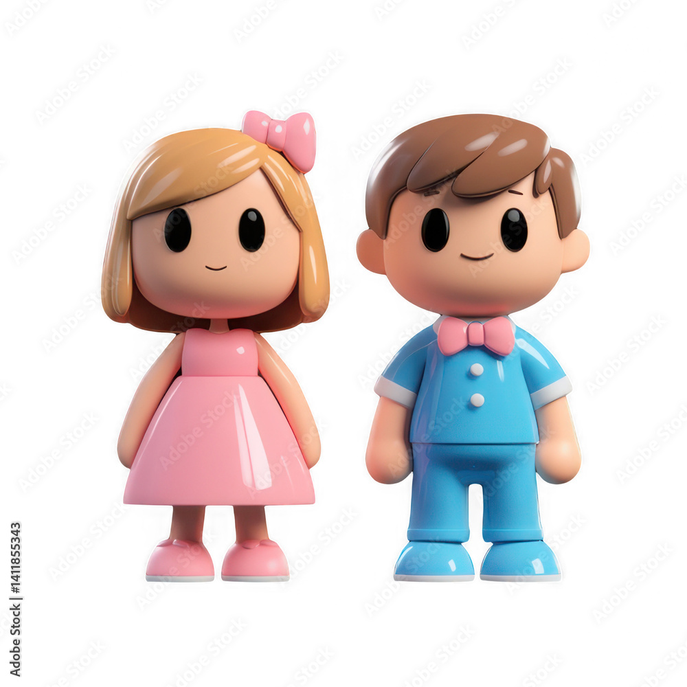 Single vs couple concept in 3D cartoon illustration Single vs couple concept in 3D cartoon illustration