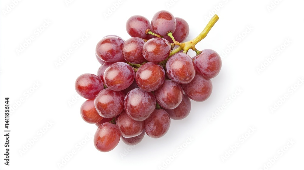 Fototapeta premium Fresh Red Grapes Cluster Isolated On White Background For Healthy Eating And Nutrition