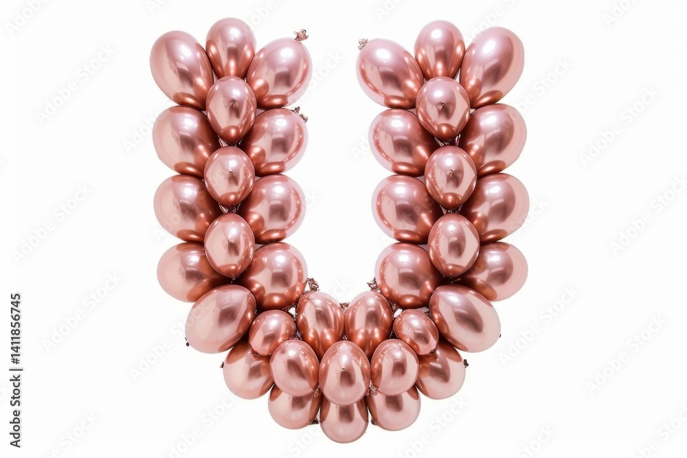 Creative balloon arrangement in rose gold, forming a striking letter shape, perfect for parties and celebrations isolated on transparent background Creative balloon arrangement in rose gold, forming a striking letter shape, perfect for parties and celebrations isolated on transparent background